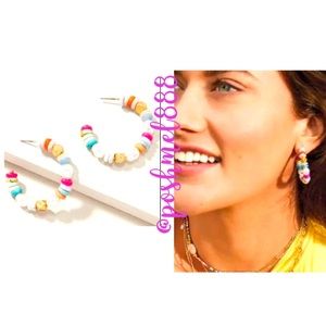 :: Stella & Dot Modern Bohemian Colorful Beaded Hoop Earrings